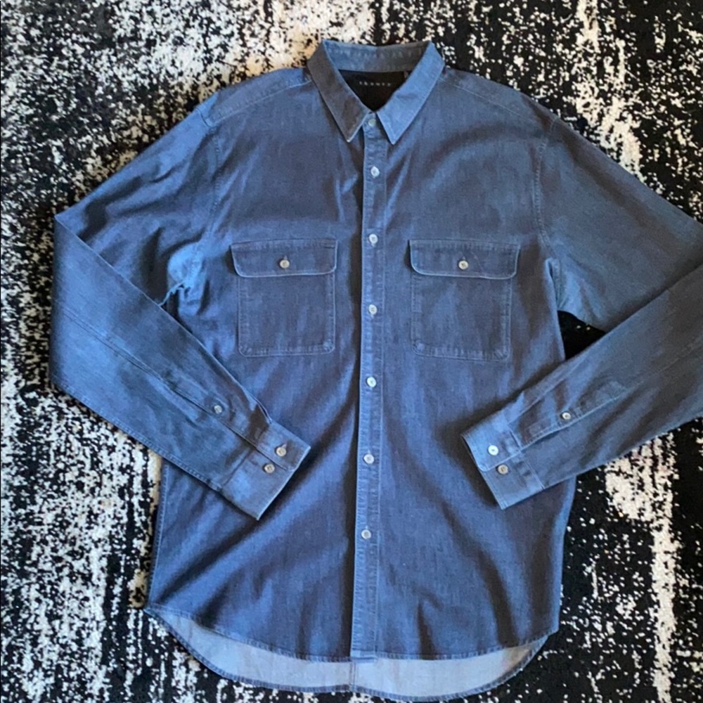 Theory blue denim dress shirt - L